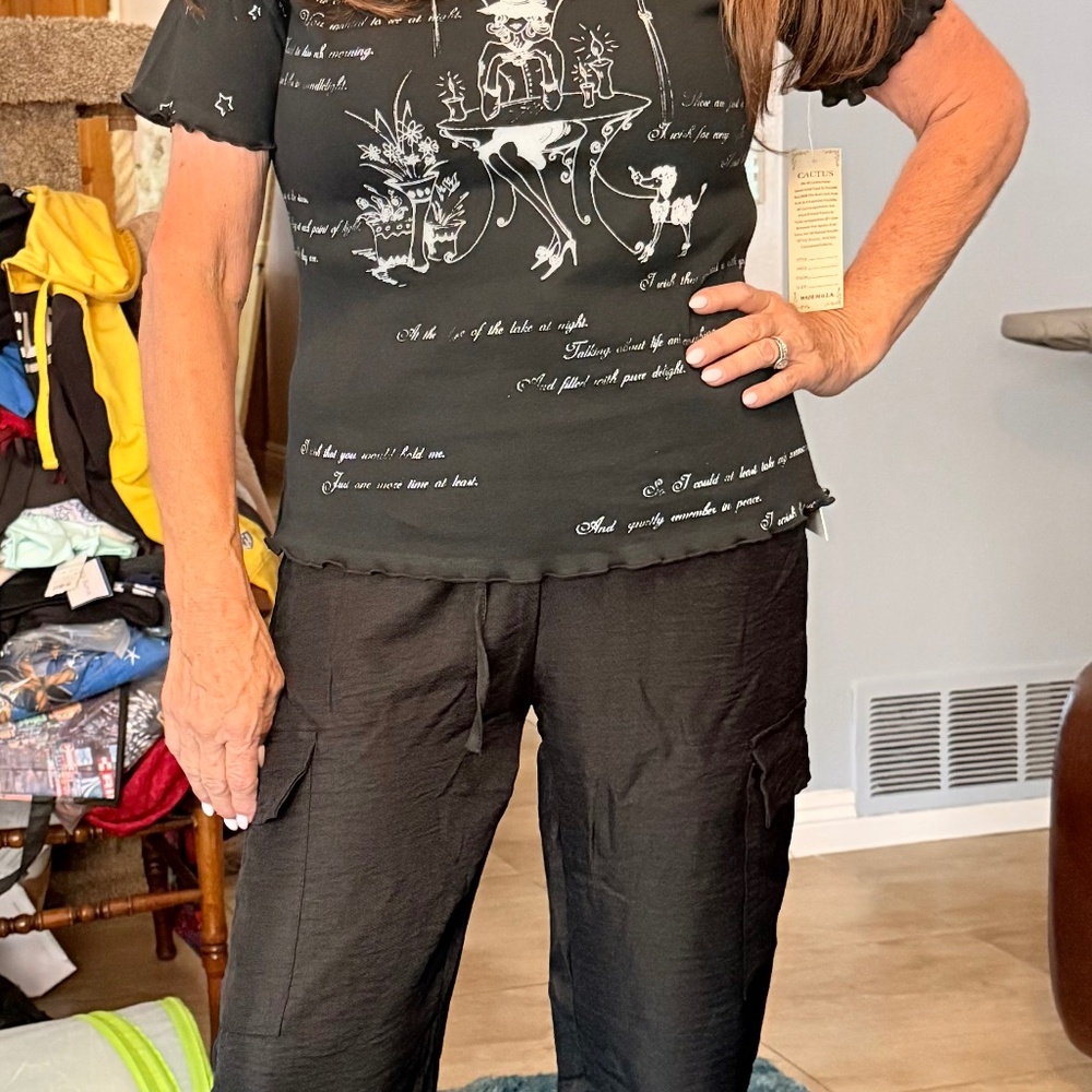 Long  Black Cargo pants